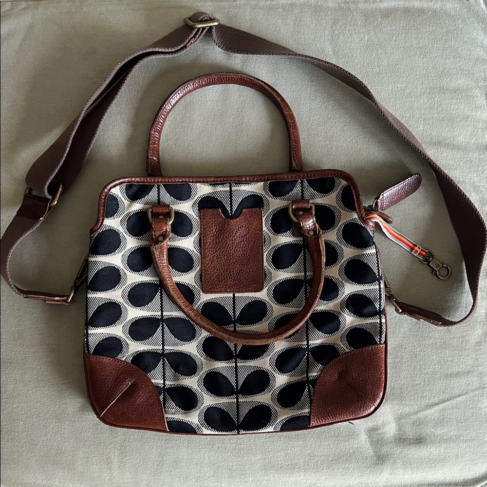 Orla Kiely Black and Brown Patterned Shoulder Bag